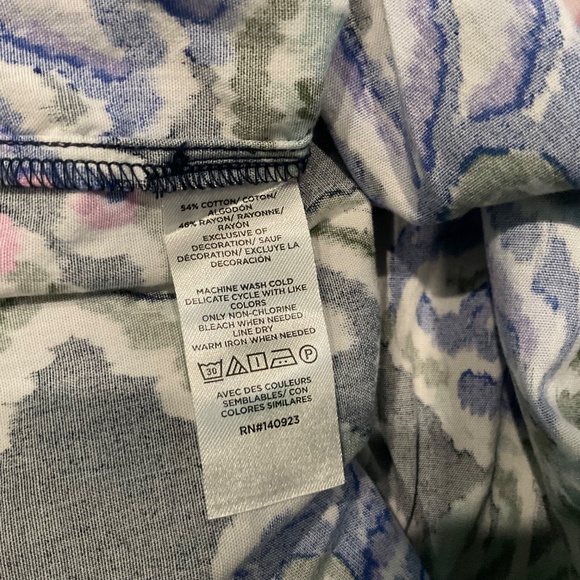 LOFT Floral Ruffle Neck Midi Dress w/ Pom Pom On or Off Shoulder - Picture 8 of 8